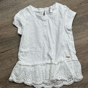Tahari Toddler Girl White Short Sleeve Top with Lace Trim Size 4T